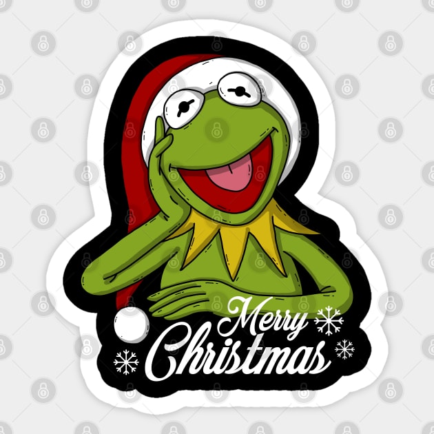 Cute Kermit Merry Christmas Sticker by Luna Illustration